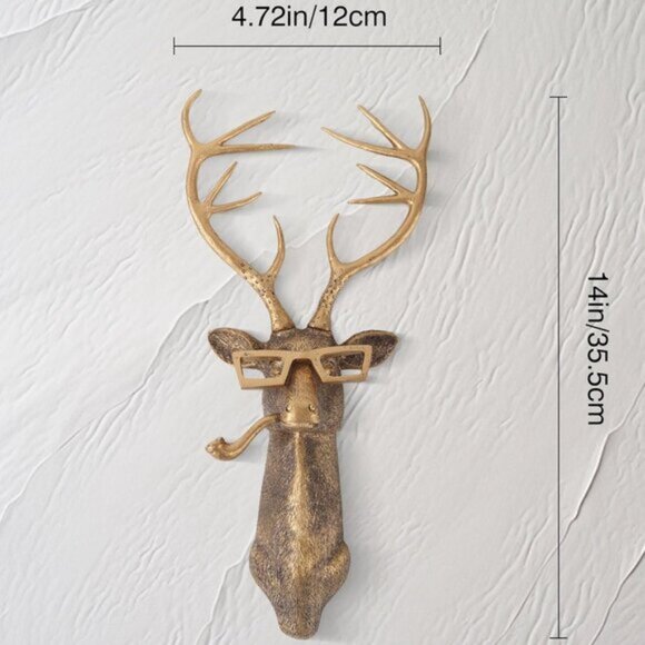 New Gold Animal Head Wall Decor, Deer Sculpture for Living Room, Office, Bedroom - Picture 2 of 7